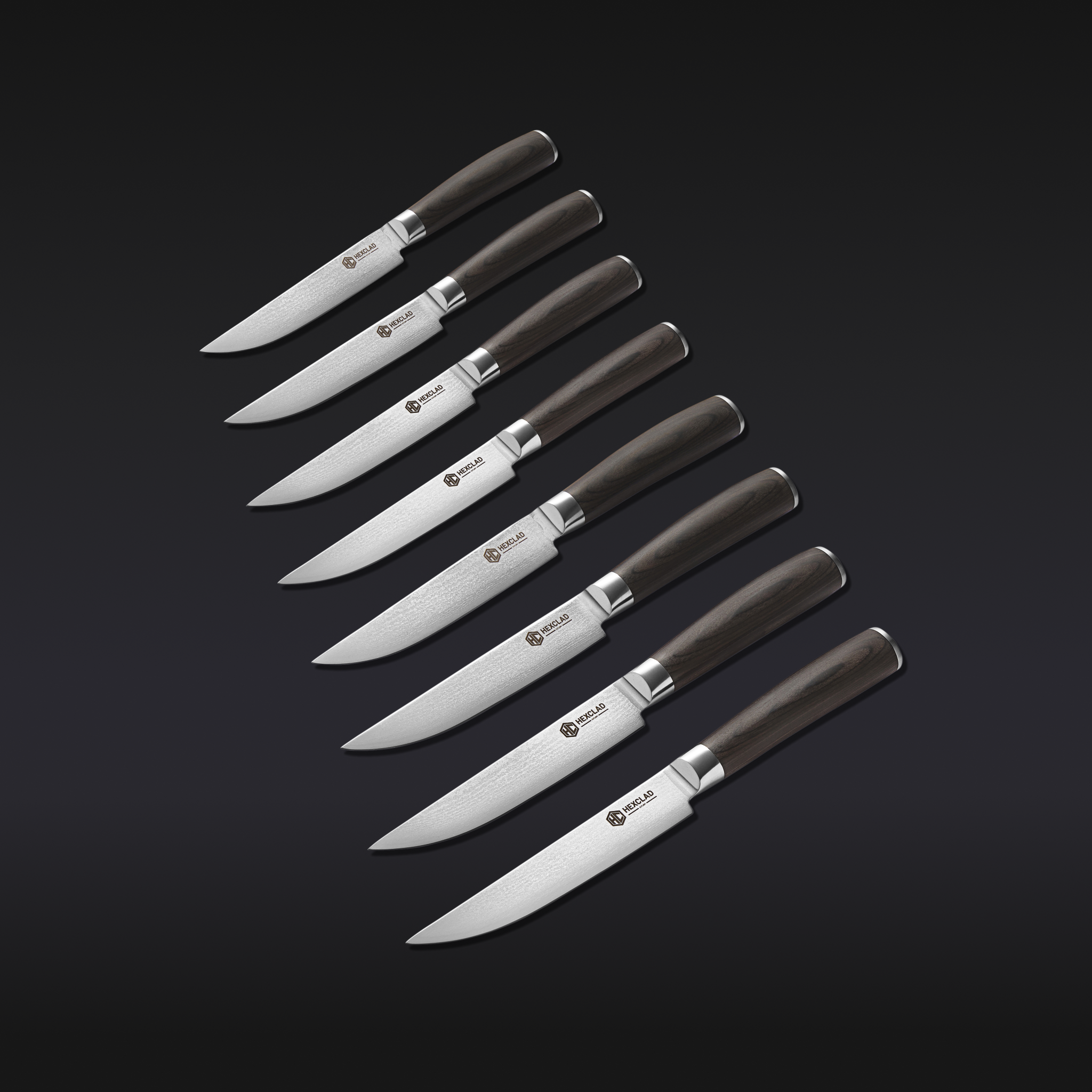 Damascus Steel Steak Knife Set, 8-pc (Espresso)