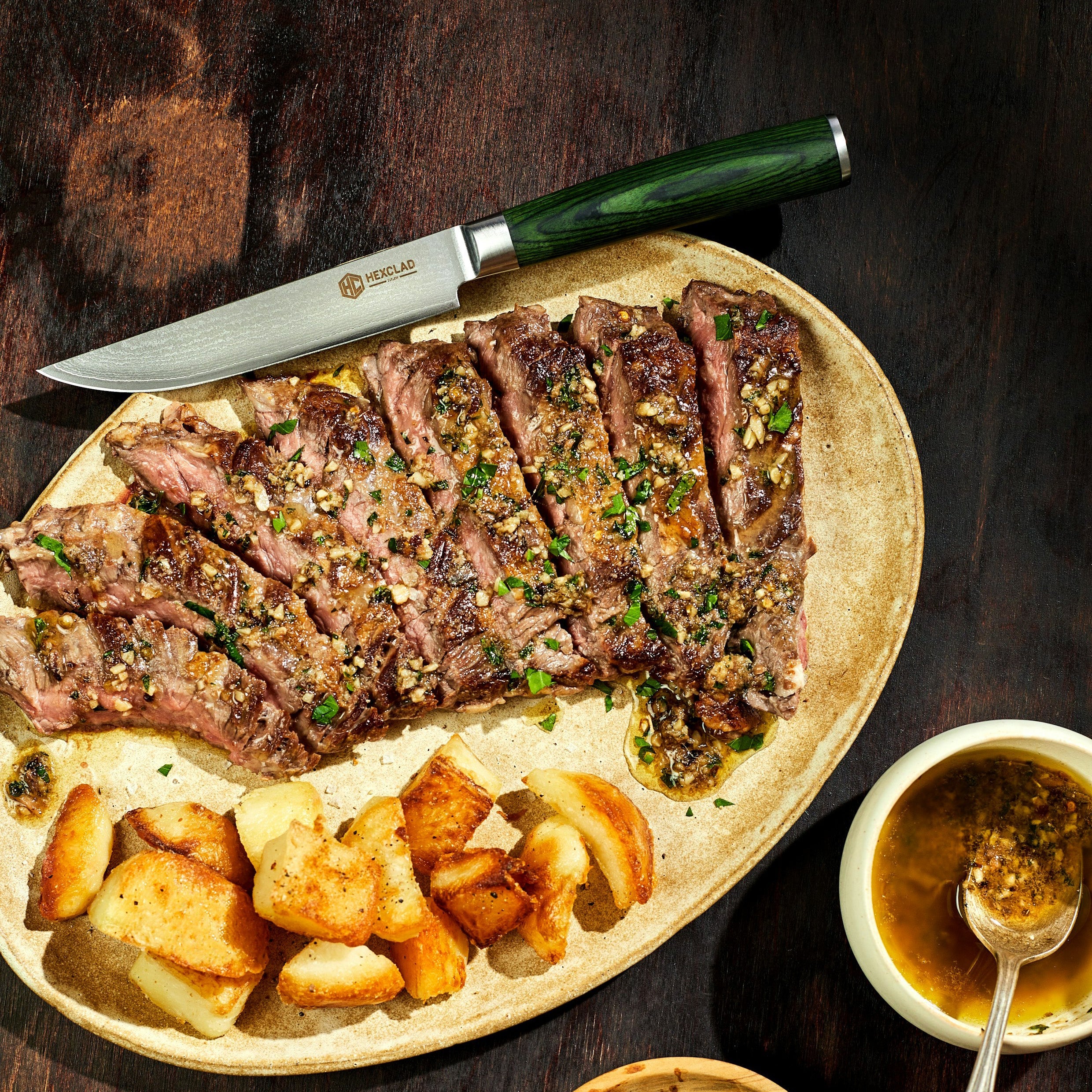 Damascus Steel Steak Knife Set, 4-pc (Green)