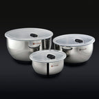 Stainless Mixing Bowl Set with Vacuum Seal Lids, 6-pc